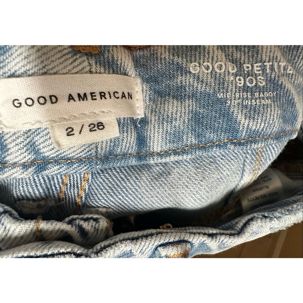 Good American Straight Leg Distressed Blue Jeans - Picture 5 of 6